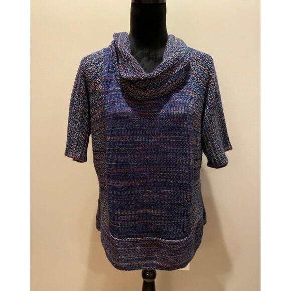 Christopher Banks Womans Sweater Size Large Blue Pink Varigated Cowl Neck - Picture 1 of 10